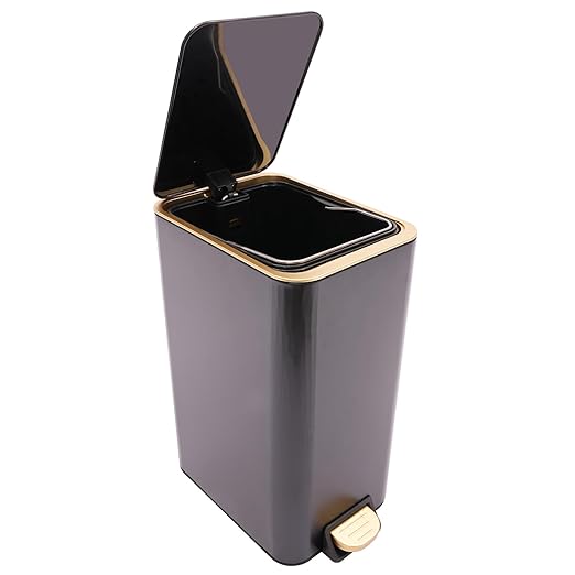 12L Slim Step Trash Can with Lid Soft Close 15.5 x 12 x 8.6in Size Stainless Steel Trash Bin Rectangular Wastebaskets Bin for Living Room Bedroom Office (Black)