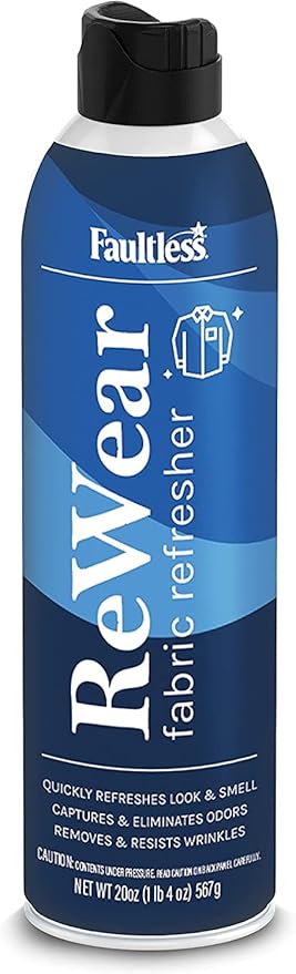 Faultless ReWear Dry Wash Spray for Clothing – Wrinkle Remover Fabric Refresher Spray Captures Odors – Like Dry Shampoo for Clothes: Fresh Look W/Out Laundry 20oz 2 Pack