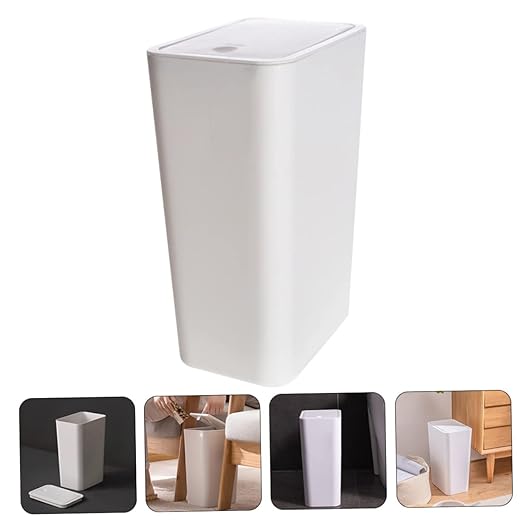 ABOOFAN Square Trash Can with Lid Large 10 Gallon Pressed Plastic Waste Basket for Kitchen Office and Living Room Sturdy Easy to Clean Design for Household Recycling