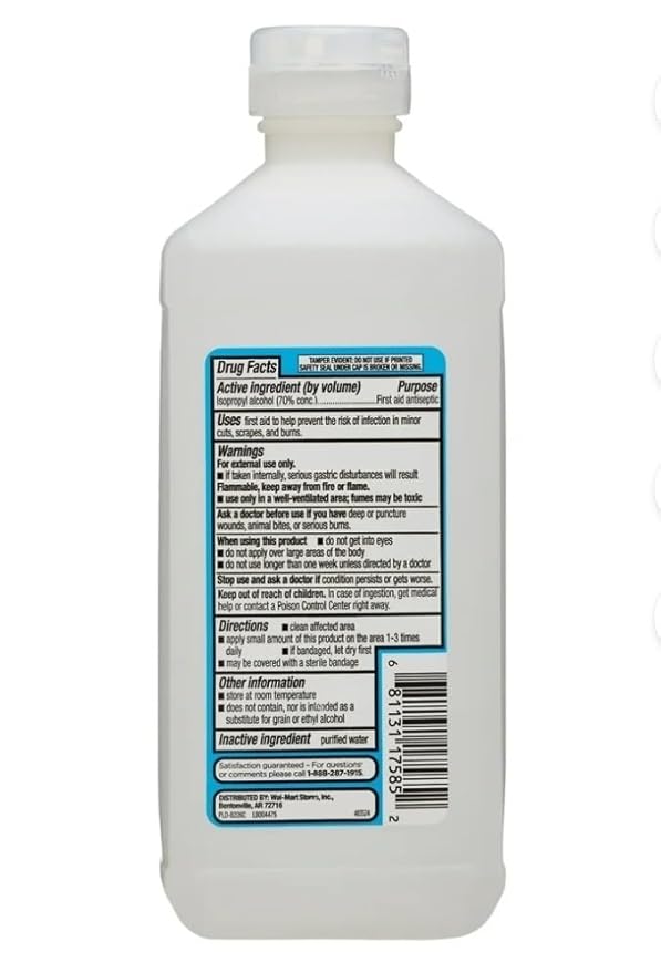 Equate 70% Isopropyl Alcohol Cleaning Solution 16 Oz 4 Bottles