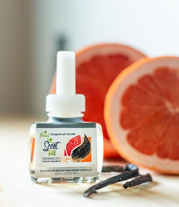 Scent Fill Grapefruit Vanilla Plug in Air Freshener 4 Scented Oil Refills