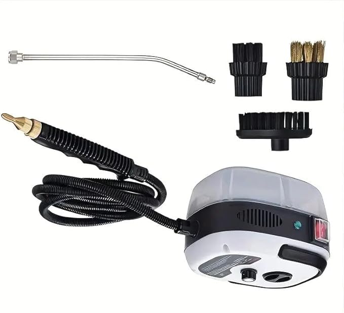 High Temperature Pressure Steam Cleaner with brush head 1500W Handheld Pressurized Steam Cleaner Portable Cleaning Machine For Home Use Kitchen Grease (Black)