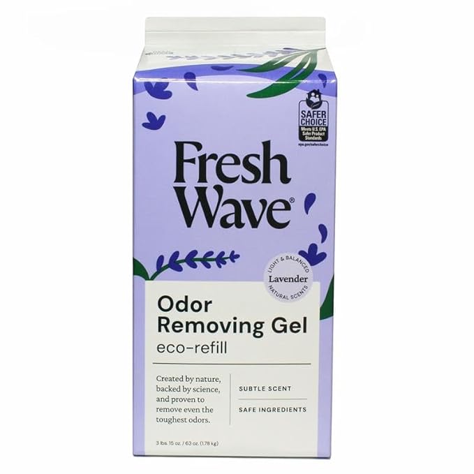 Fresh Wave Lavender Odor Removing Gel Refill 63 oz. - Safer Odor Absorbers for Home Natural Plant-Based Odor Eliminator Every 15 oz. lasts 30-60 Days For Cooking Trash &amp Pets