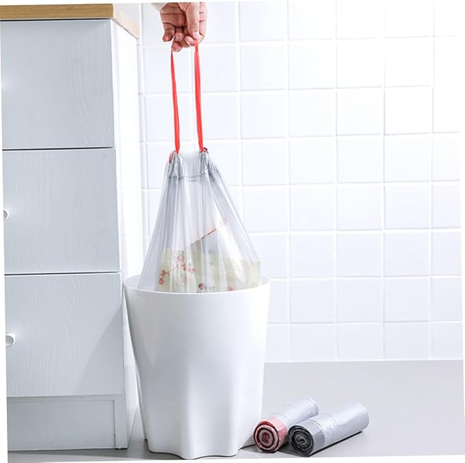 Ciieeo Drawstring Trash Bags Disposable Garbage Bags 90pcs with Handles for Kitchen and Household Waste Management Random Color