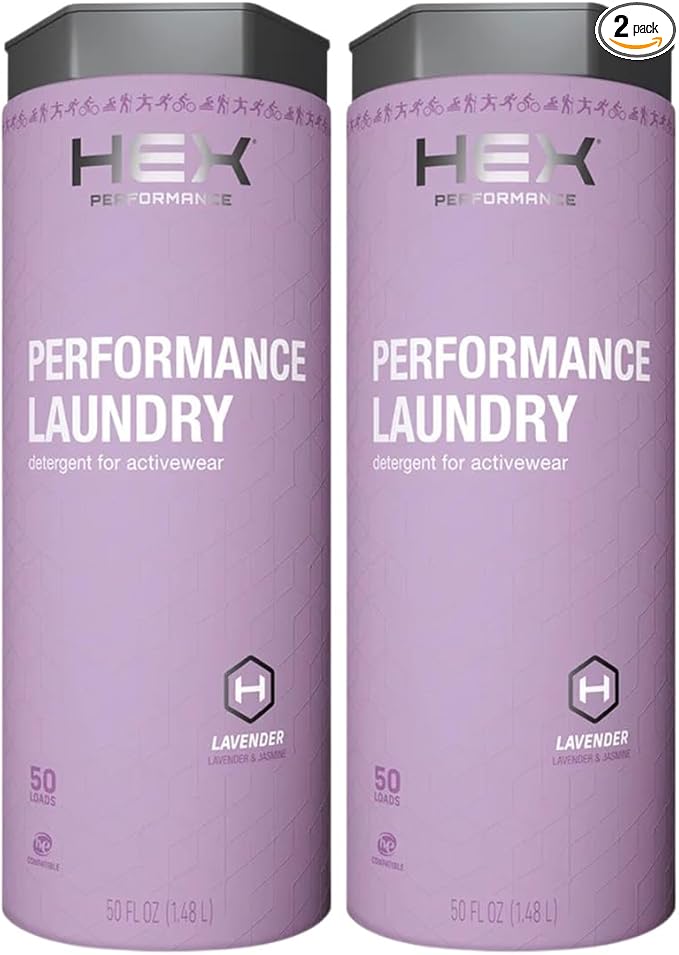 HEX Performance Laundry Detergent Lavender 100 Loads (Pack of 2) - Designed for Activewear Eco-Friendly Concentrated Formula