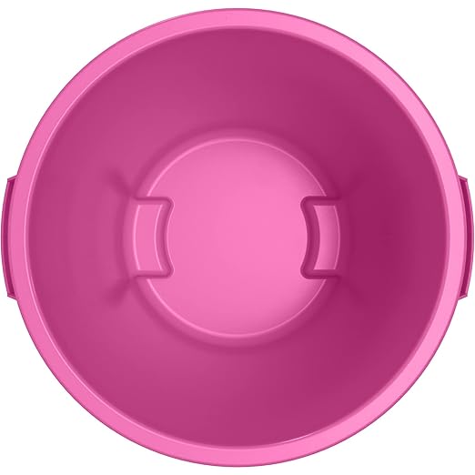 SPARTA Bronco 10 Gallon Trash Can Thick Polyethylene Bin NSF Certified Waste Container with Top Handles Bottom Handholds Reinforced Base and Stackable LLDPE 10 Gallon Pink (Pack of 6)