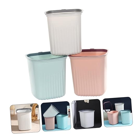 3pcs Lightweight Waste Basket Garbage Can Wastebasket Set for Bedroom Kitchen Hotel School