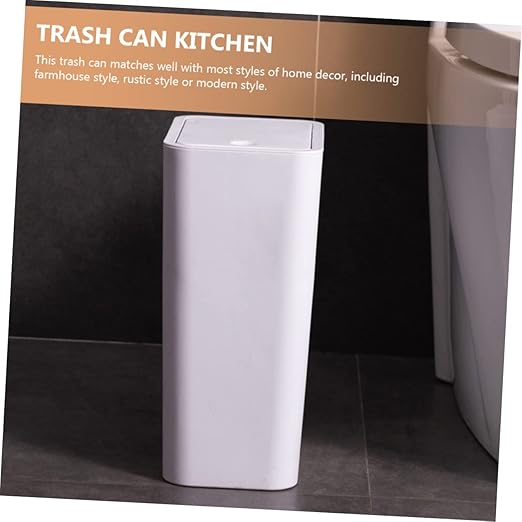 ABOOFAN Square Trash Can with Lid Large 10 Gallon Pressed Plastic Waste Basket for Kitchen Office and Living Room Sturdy Easy to Clean Design for Household Recycling