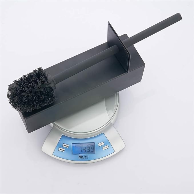 Matte Black Square Stainless Steel Toilet Brush with Holder 304 Modern Toilet Brush Set – Rust Resistant Long Handle Replacement Heads Floor Standing Bathroom Toilet Cleaning Brush