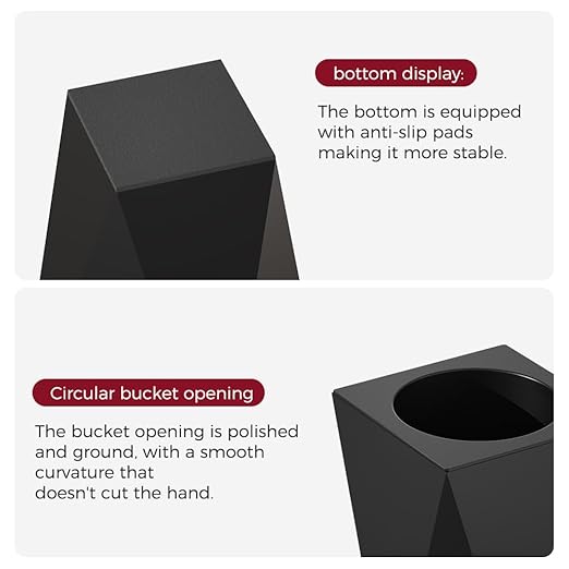 10L/2.6GAL Modern Open top Garbage canBlack Bathroom tarsh canSmall Wastebasket for BathroomBedroomOfficeLiving RoomHotel (Black)