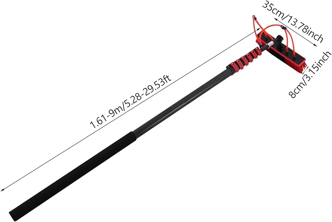 29.5FT Window Cleaning Water Fed Brush Kit 13.2'' Detachable Brush Head Window Glass Washing Cleaner Equipment Kit Adjustable Telescopic Pole Tool for Household &amp Outdoor