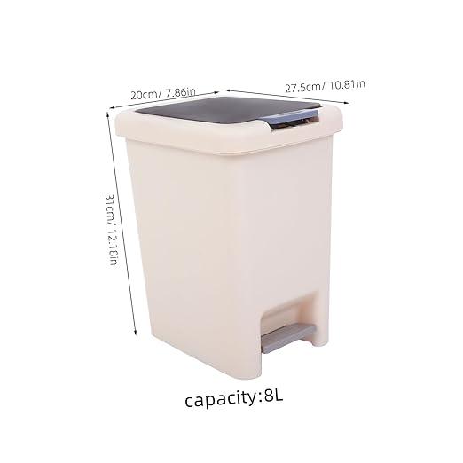 Alipis Pedal Trash Can Bathroom Waste Basket Plastic Recycling Can Lid Easy to Clean for Bedroom Kitchen Office