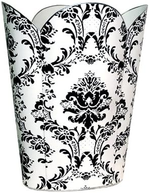 WB1275 - White on Black Damask Wastepaper Basket