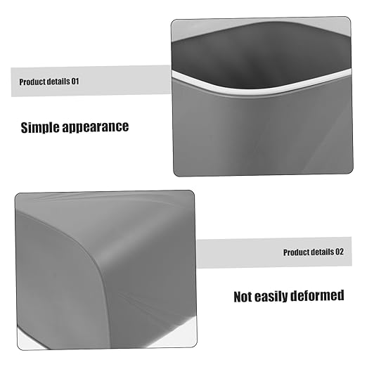 Large Capacity Plastic Trash Can with Press Ring for Bathroom Bedroom Kitchen Office Space-Saving Grey Wastebasket for Home and Commercial Use