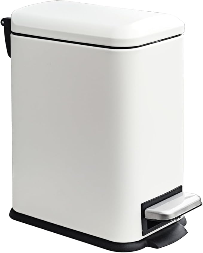 JM.YIPENG Bathroom Rubbish Bin 5 Litre Cosmetic Bin Small Waste Bin with Soft Close Lid Bathroom Bin for Toilet Bathroom Bedroom Living Room White