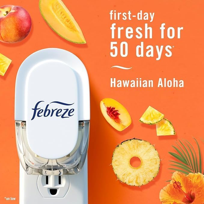 Generic F.e.b.r.e.z.e Odor-Fighting Fade Defy PLUG Air Freshener Refill Hawaiian Aloha (3) .87 fl oz Oil Refills Orange