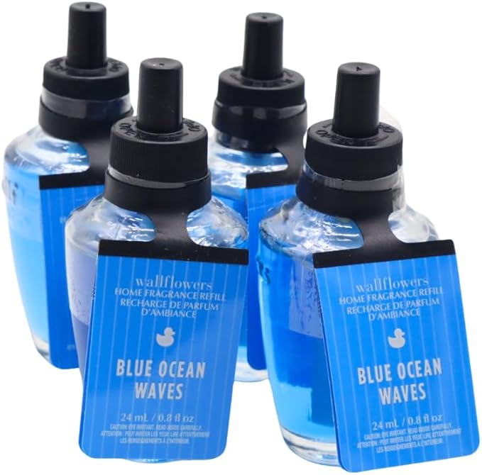 Bath &amp Body Works BLUE OCEAN WAVES Wallflowers Home Fragrance Refill 0.8 fl oz - 4 pack