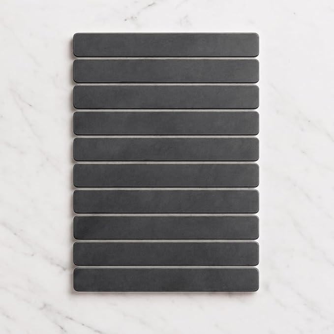 Premium Foldable Stone Bath Mat - Ultra Absorbent Quick Drying Compact Easy to Store &amp Clean Non-Slip Diatomaceous Earth Bath Shower Mat (Dark Grey)