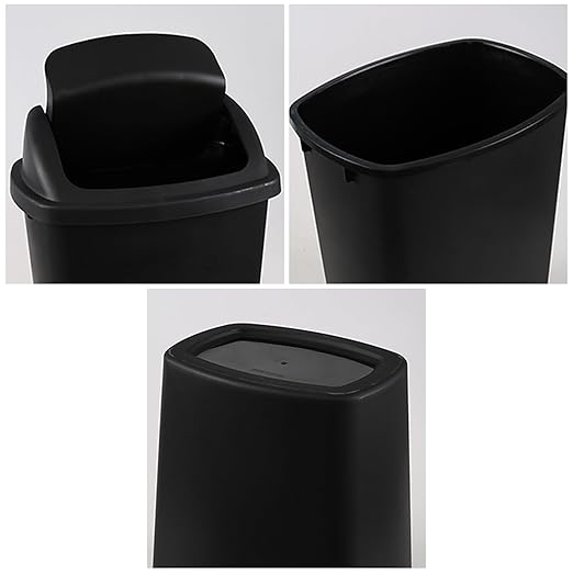 4 Pack Plastic Commercial Trash Can Wastebasket Garbage Container Bin with Swing Top Lid 6.6 Gallon/25 Liter