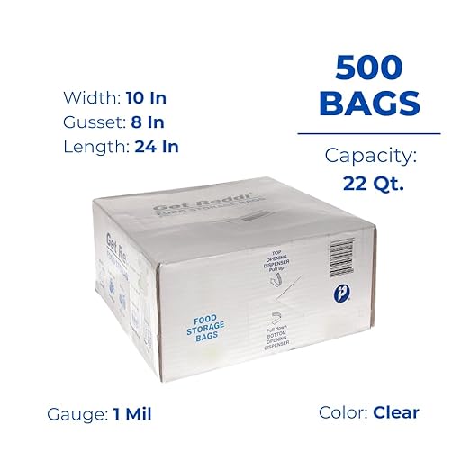 Inteplast PB100824 22 qt Capacity 24 Length x 10 Width x 8 Gusset Food and Utility Poly Bag (Case of 500)