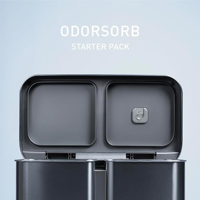simplehuman Odorsorb Pod Starter Pack – Natural Plant-Based Fragrance-Free Trash Can Odor Eliminator for Trash Cans Odor Control System Starter Kit (1 Holder + 2 Pods)