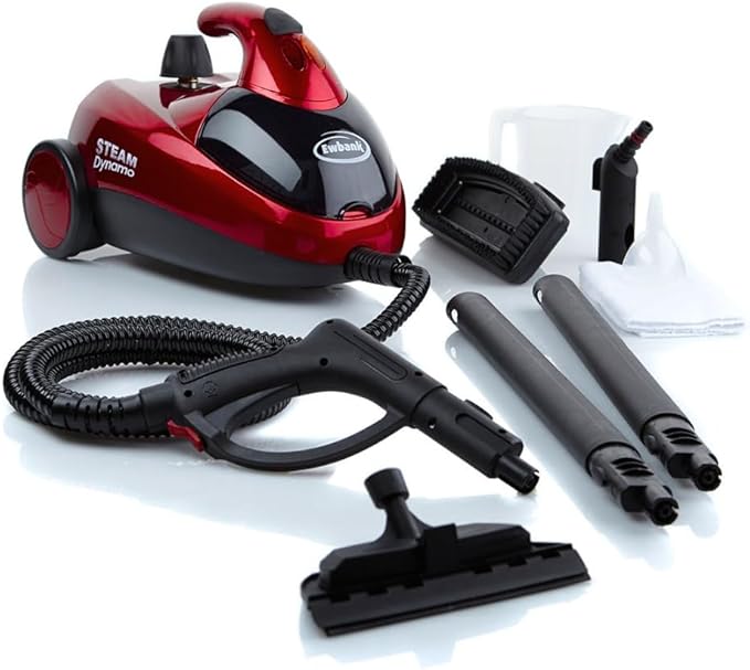 Ewbank Dynamo Steam Cleaner for Chemical-Free Cleaning Multipurpose with Attachments Portable Multi-surface For Carpets Tiles Bathrooms Floors and More Red SC1000