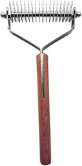 Mars Coat King Double Wide Dematting Undercoat Grooming Rake Stripper Tool for Dogs and Cats Stainless Steel with Wooden Handle for Thick Coats 18-Blade Stripper for Groomers Pet Owners