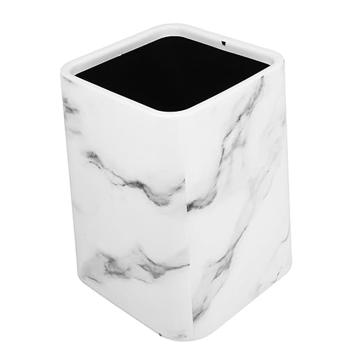 Amosfun Double Layer Marble Wastebasket for Home Kitchen and Office Modern Trash Can No Lid Stylish Trash Bin for Bathroom and Bedroom Decor