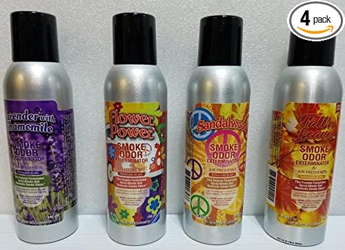 Smoke Odor Exterminator Lavender With Chamomile Flower Power Sandalwood &amp Fall n Leaves Smoke Odor Exterminator 7 oz Spray 4 Pack (1 of Each)