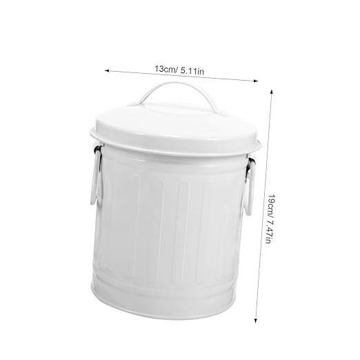 VILLCASE Sturdy Iron Metal Trash Bin Small Desk Waste Container Lid Office Wastebasket for Home
