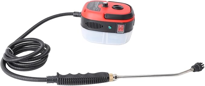 2500W Steam Cleaner Handheld Steam Cleaning Machine High Temperature Pressurized with 4 Brush Heads Extension Rod for Kitchen Bathroom Car Home Deep Cleaning (Red)