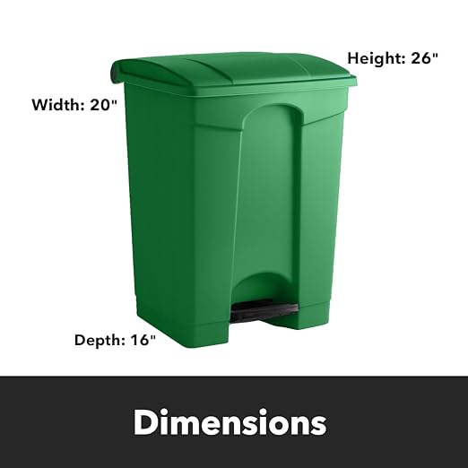 18 Gallon Large Step-On Trash Can with Lid Green Plastic Garbage Bin Commercial Rectangular Wastebasket for Kitchen Restaurant Garage Office Durable &amp Easy to Clean