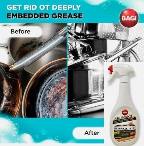 Bagi SHUMANIT - 16.9 Oz Cold Grease Remover. Spray for The immediate Removal of Stubborn and Burnt fats/Grease: 6Pk