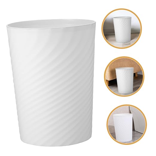 VICASKY Plastic Trash Can Wastebasket No Lid Sturdy Household Garbage Container for Bathroom Office Bedroom White Compact Trash Container with Large Open Design for Easy Disposal