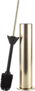 BGL Toilet Brush with Holder Set Brushed Gold Aluminium Standing for Bathroom Toilet Bowl Cleaner Brush and Holder Set Round Design