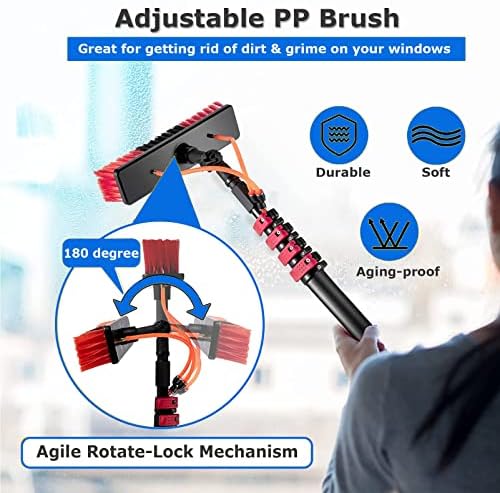 Glass Cleaning Brush Home Water Fed Telescopic Pole Kit Solar Panel Brush Rotating for Photovoltaic PanelWater Fed Pole Kit Extension Pole Outdoor Window Washer Wand Brush Solar Panel Clea