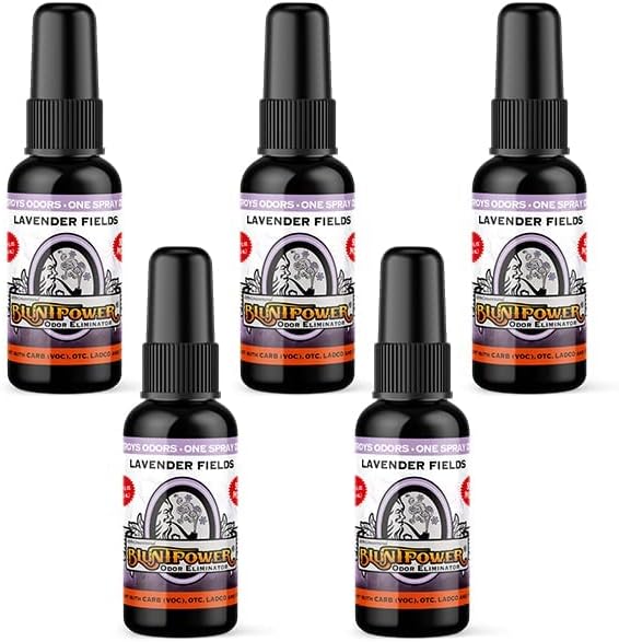 BluntPower Lavender Fields 5 Pack Concentrated Odor Eliminator and Diffuser Oil - Room Deodorizer Smoke Eliminator Spray - Premium Oil Based Air Freshener