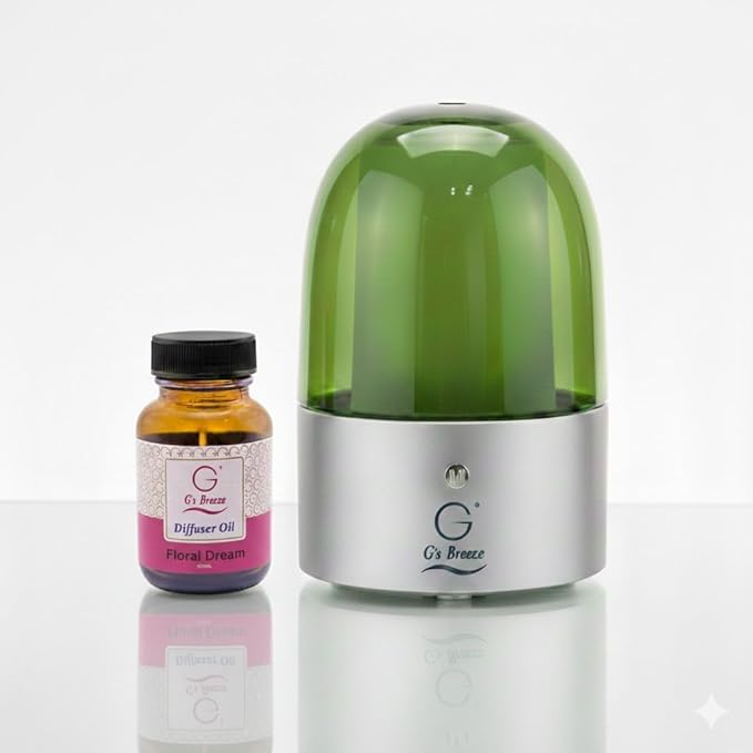 G’s Breeze Smart Diffuser with Refill – Bluetooth &amp Wi-Fi App Control Gradient LED Lighting Adjustable Scent Intensity Low Noise 24 Hour Aromatherapy Diffuser for Home &amp Office - Floral D