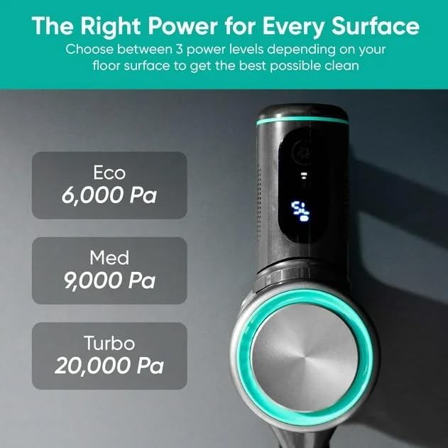 Generic Cordless Stick Vacuum Cleaner for Hardwood Floors and Carpets 20KPa Strong Suction LED Display 3 Modes Up to 40 Min Runtime Wet&ampDry Vacuum for Home Office Black AAA-008