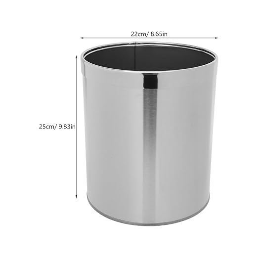 STOBAZA Compact Stainless Steel Trash Bin Chrome Trash Can for Bathroom Kitchen Waste Basket