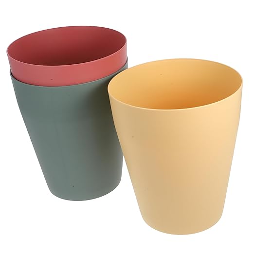 Luxshiny 3pcs Small Plastic Open Top Trash Can PP Wastebaskets for Office Home Bedroom Lidless Design