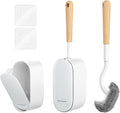 Bamboo Toilet Brush Set 2 Pack with Ergonomic Design Compact Size Durable Bristles Wooden Holder for Bathroom Cleaning