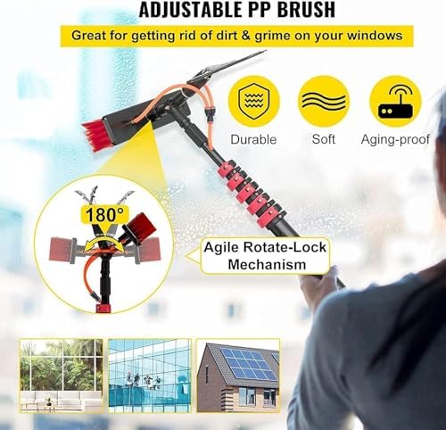 Telescopic Cleaning BrushWater Fed Pole Kit Professional Solar Panel Window Cleaner with Squeegee Telescopic Brush Window Glass Cleaning Kit Power Wash Equipment Washing