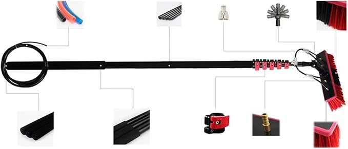 Solar Panel Cleaning Brush Window Cleaning Pole Water Supply Brush Kit 10.8m Telescopic Solar Panel ToolWater Fed Pole