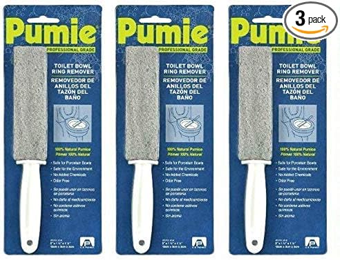 PUMIE Toilet Bowl Ring Remover TBR-6 Pumice Stone with Handle Removes Unsightly Toilet Rings and Stains from Toilets Sinks Tubs Showers Safe for Porcelain Pack of 3