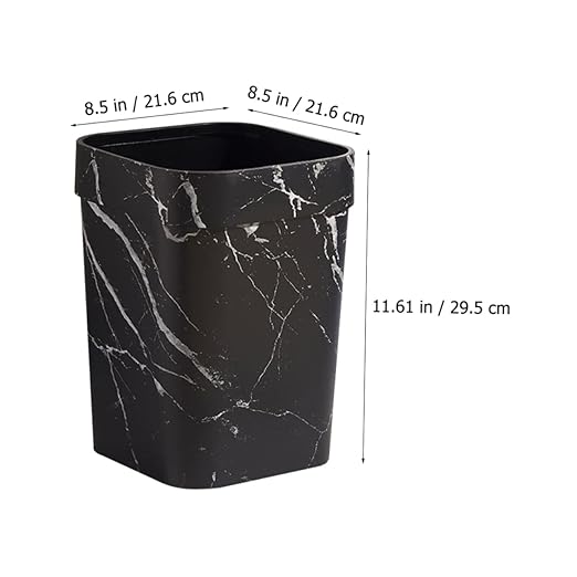 Marble Pattern Garbage Bin Plastic Waste Basket Indoor Trash Can for Bathroom Kitchen Home Office with Sleek Marbling Design and Easy Plastic Bag Use