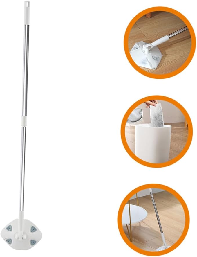 VICASKY Household Cleaning Dust Mop with Retractable Long Handle Triangular Microfiber Dust Removal Mop for Floor Cleaning No-wash for Home Use
