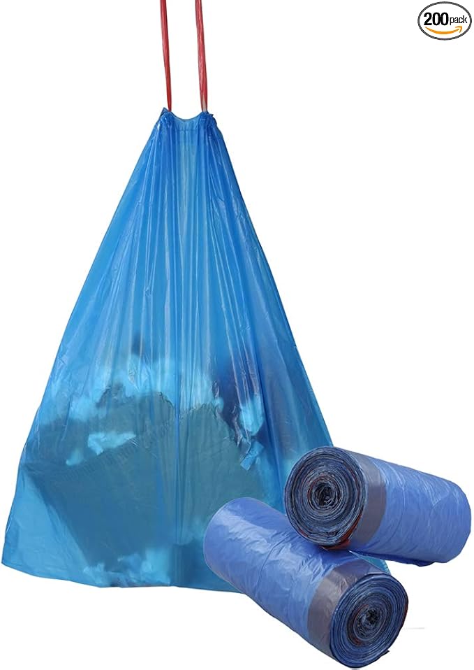 Fiaze Drawstring Trash Bags 6 Gallon 200 Counts (Blue)