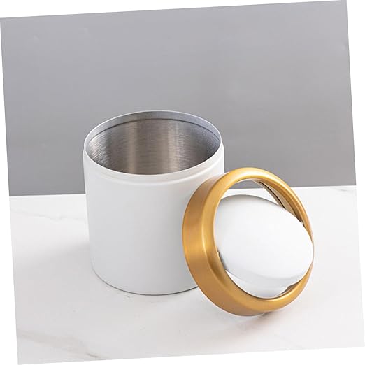 Homoyoyo Small Desk Trash Can with Lid Stainless Steel Mini Garbage Bin for Bathroom Bedroom Kitchen Round Compact Wastebasket with Flip Lid for and Storage