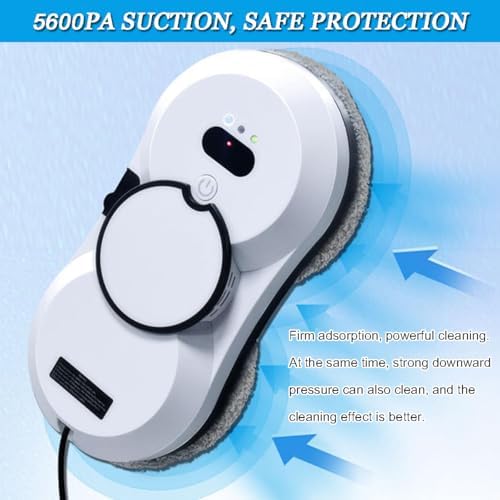 20-Minute Automatic Window Cleaner Robot with Remote Control | Smart Home Glass Cleaning Device with Water Spray | Route Planning &amp Frame Sensing Technology (White)